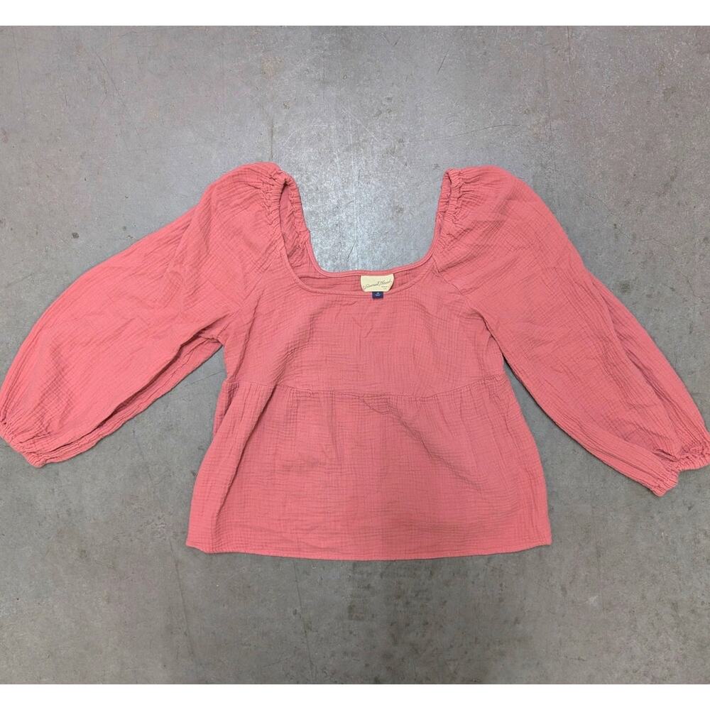 Universal Thread Square Neck Gauze Balloon Sleeve Blouse Mauve Boho